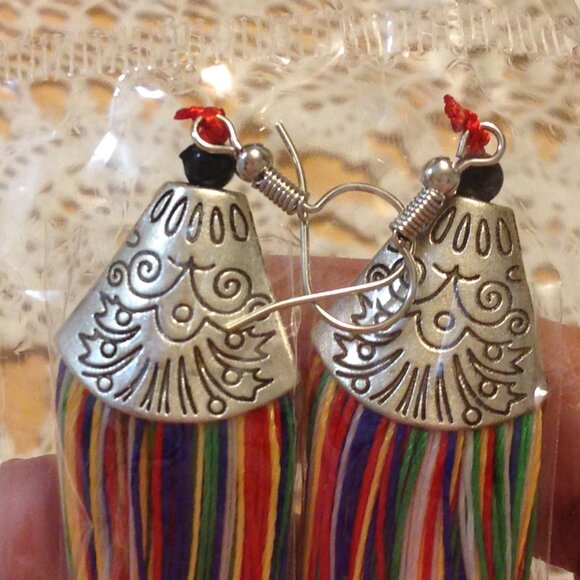 Tassel Earrings, new. Multi-Color - Picture 3 of 3